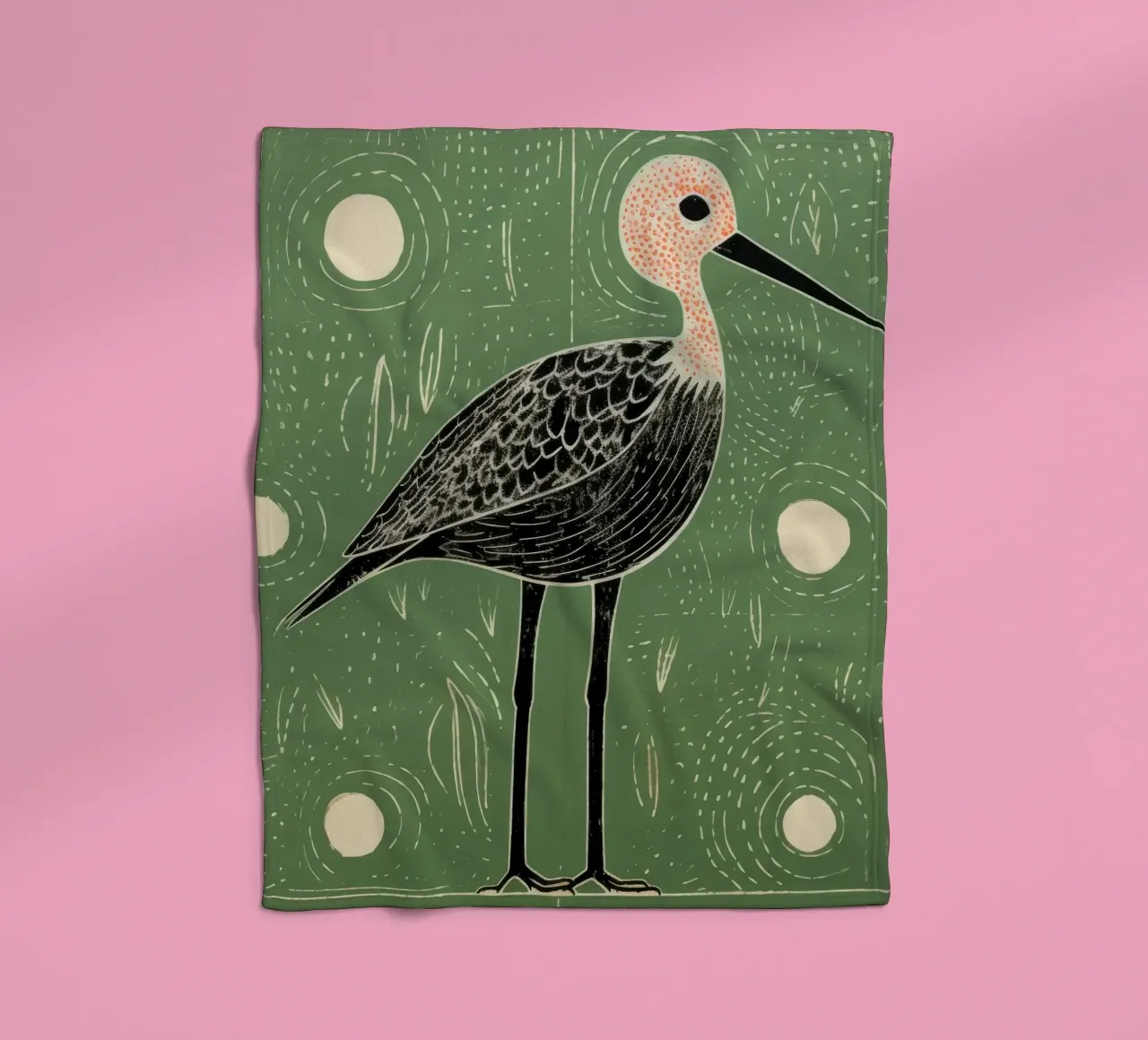 Cicogna verde 2 coperta in pile da Minimal Animal Art
