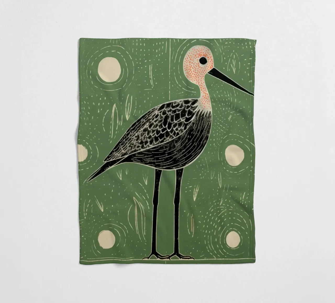 Cicogna verde 2 coperta in pile da Minimal Animal Art