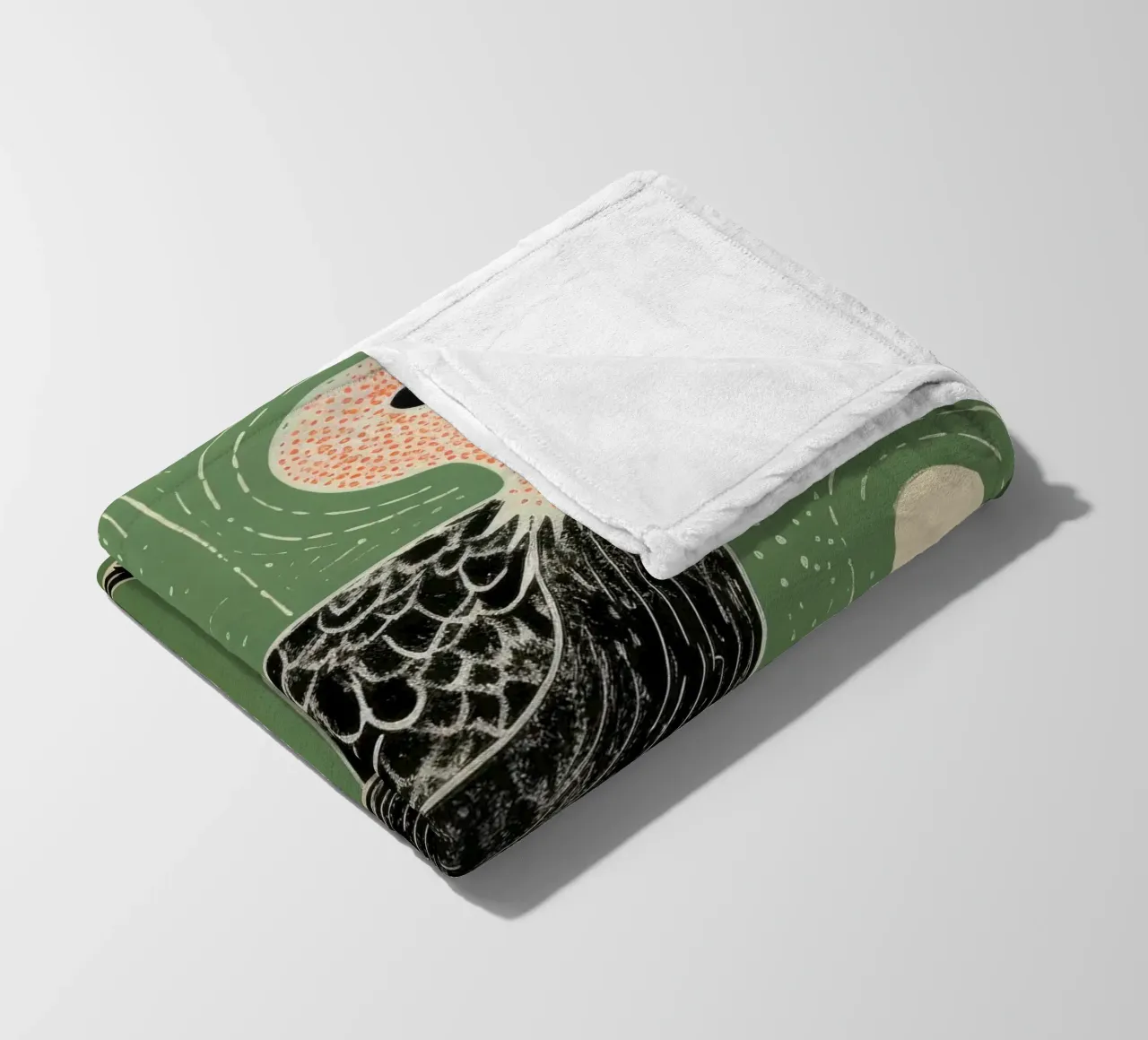 Cicogna verde 2 coperta in pile da Minimal Animal Art