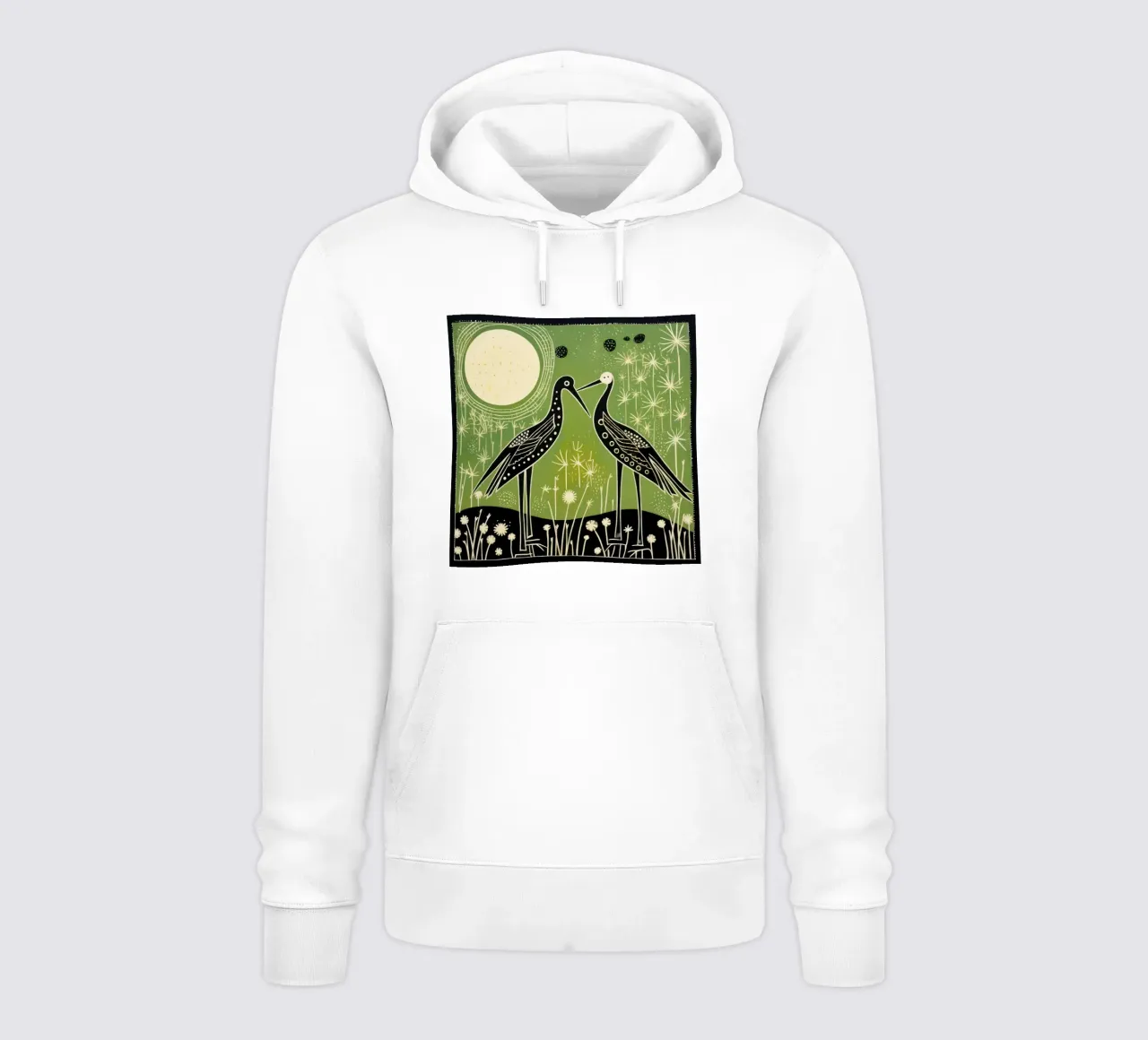 Cicogna verde 4 felpa con cappuccio da Minimal Animal Art