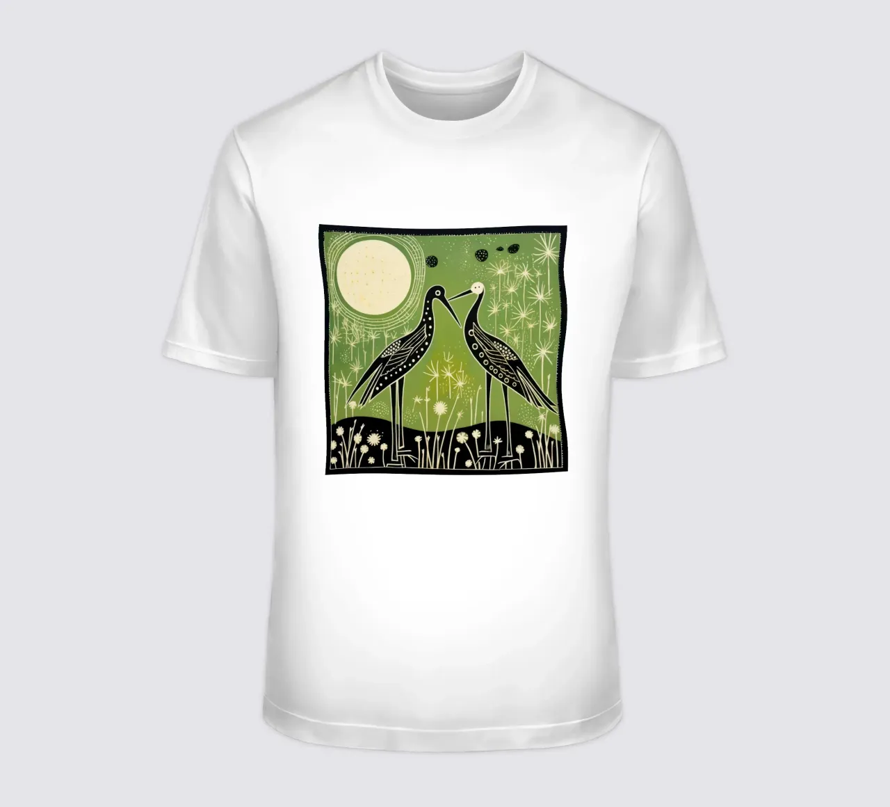 Green Stork 4 t-shirt by Minimal Animal Art