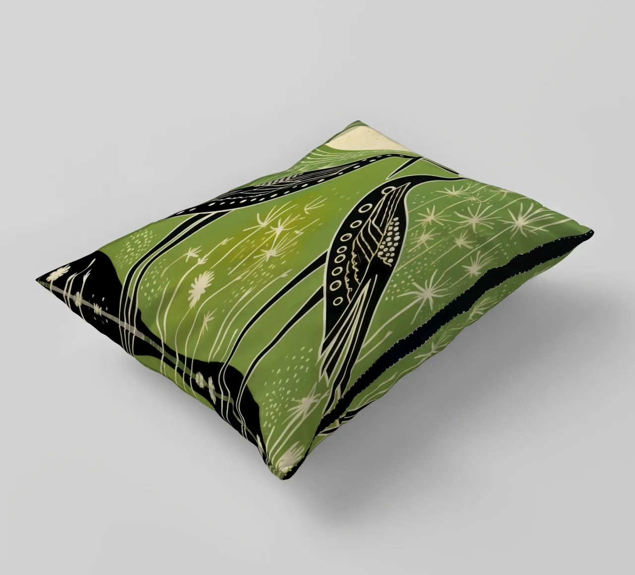 Cicogna verde 4 cuscino da Minimal Animal Art