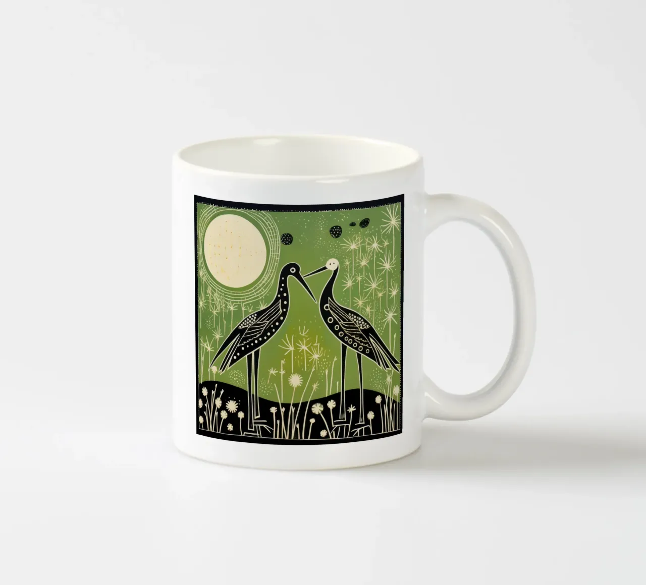 Cicogna verde 4 tazza in ceramica da Minimal Animal Art