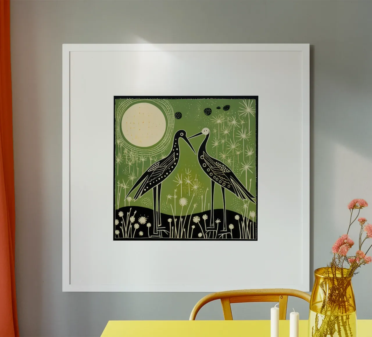 Cicogna verde 4 carta hahnemühle da Minimal Animal Art