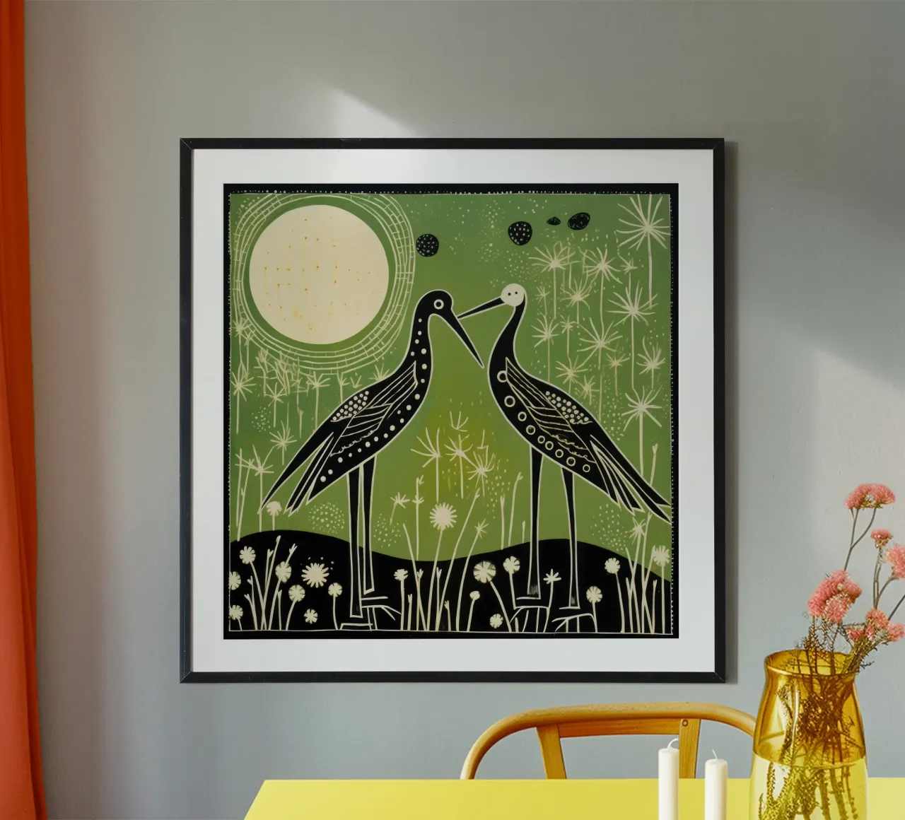 Cicogna verde 4 carta hahnemühle da Minimal Animal Art