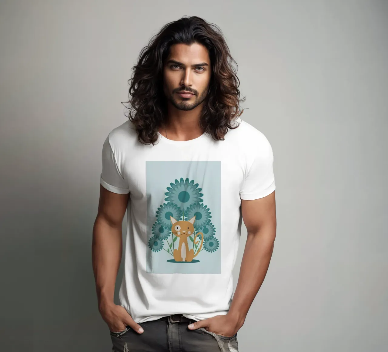 Cat In The Flowerfield t-shirt da Karin Bijlsma