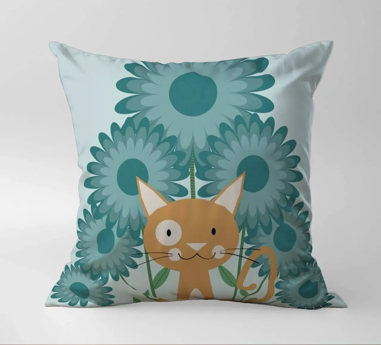 Cat In The Flowerfield cuscino da Karin Bijlsma