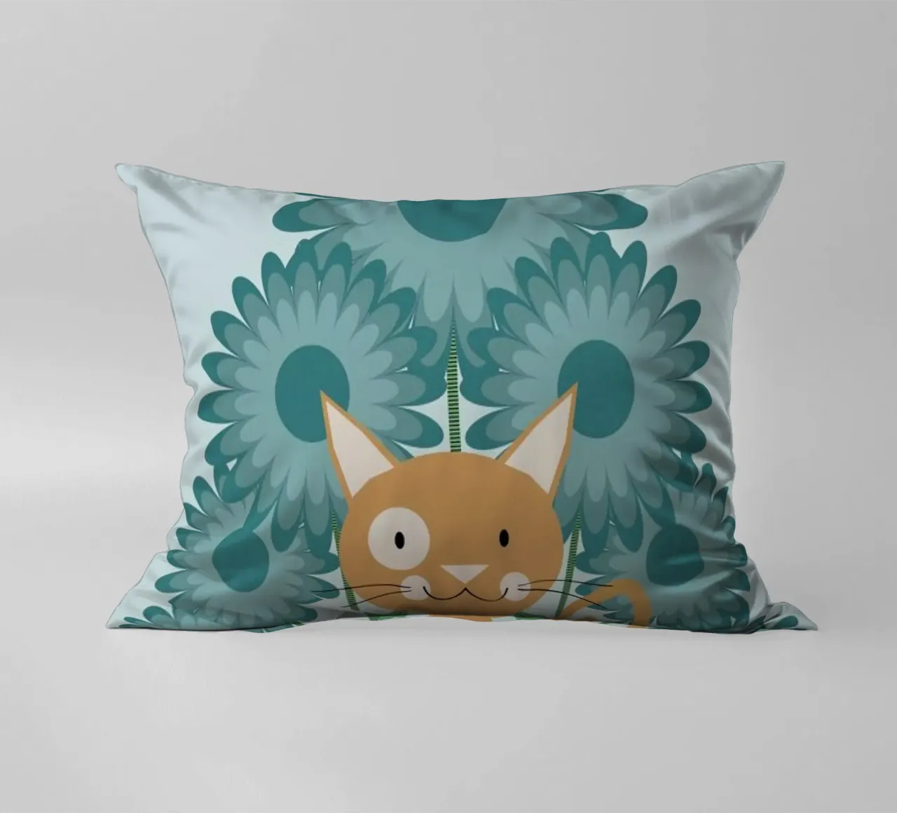 Cat In The Flowerfield cuscino da Karin Bijlsma