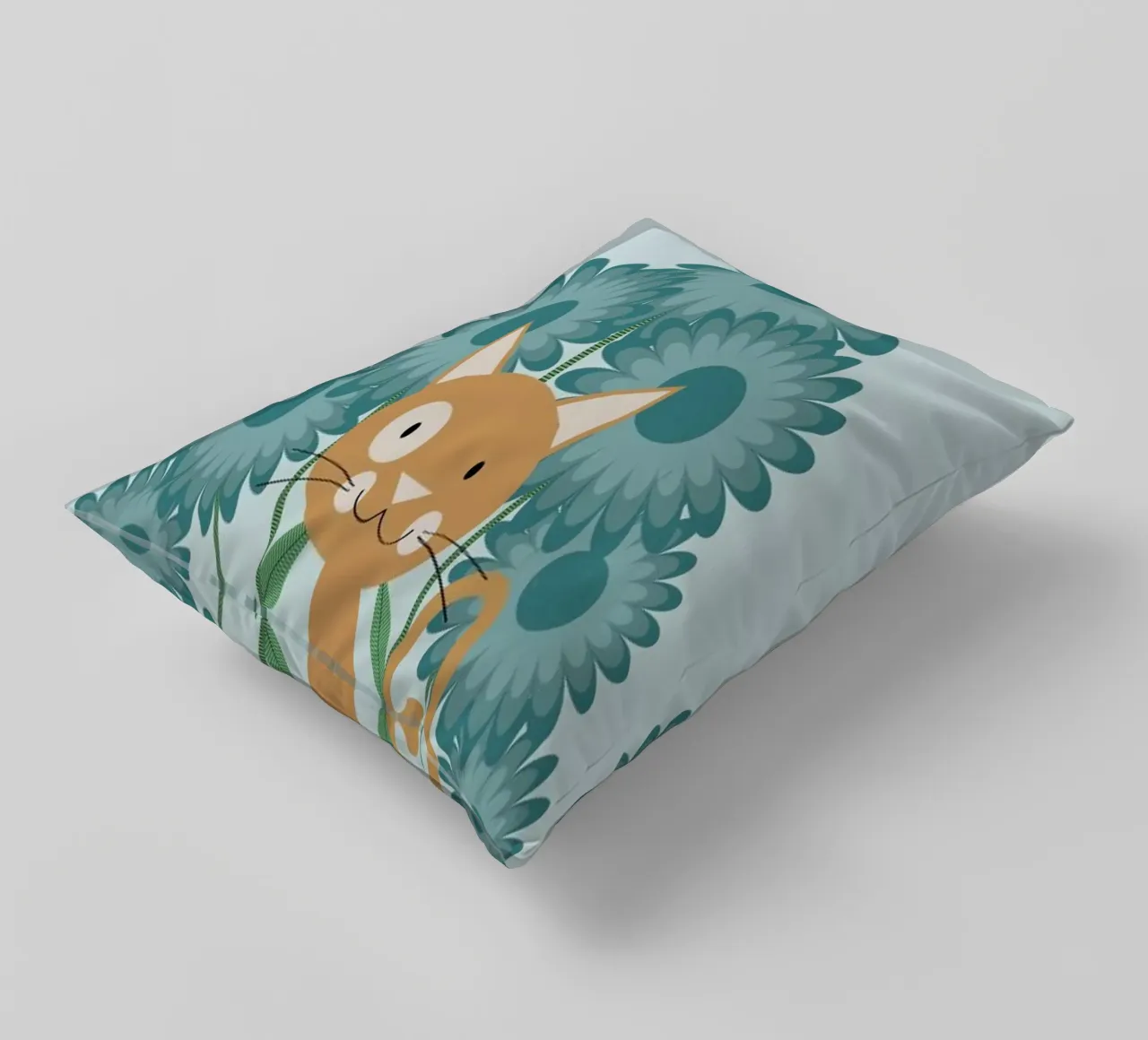 Cat In The Flowerfield cuscino da Karin Bijlsma