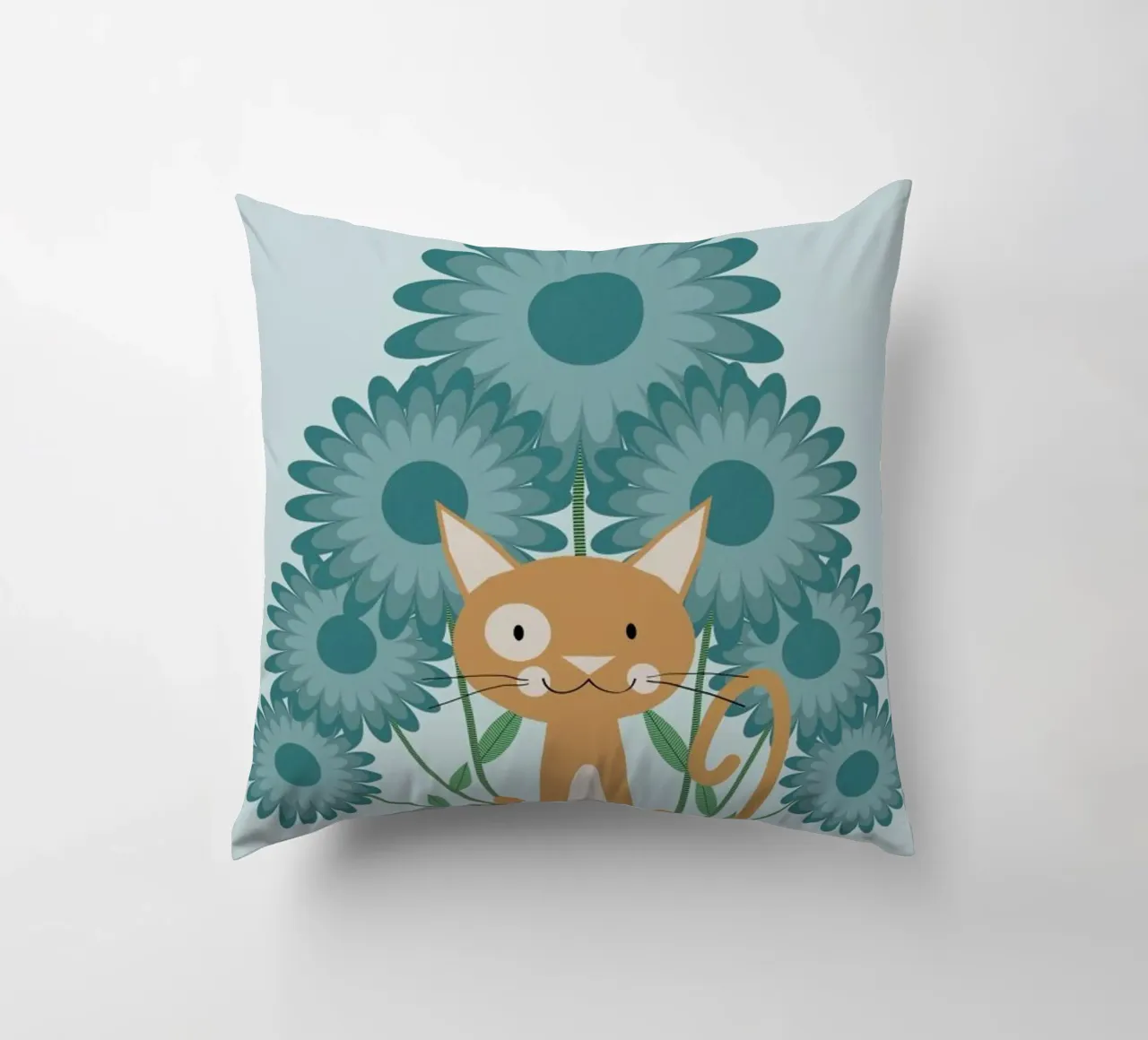 Cat In The Flowerfield cuscino da Karin Bijlsma