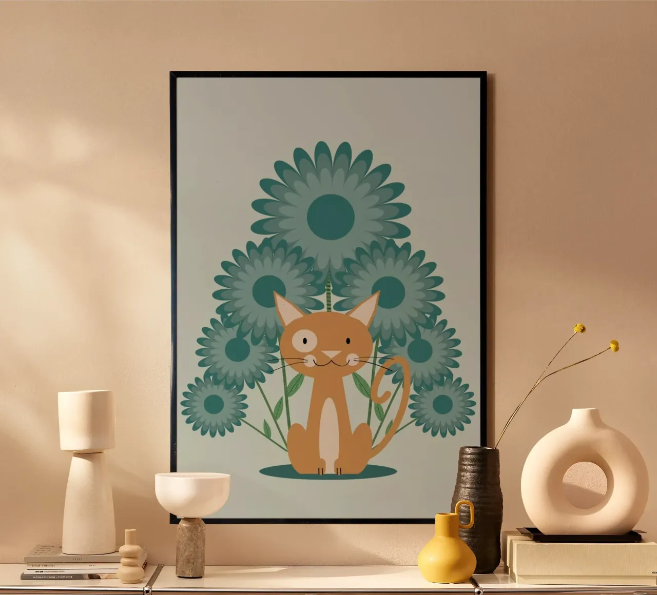 Cat In The Flowerfield carta hahnemühle da Karin Bijlsma