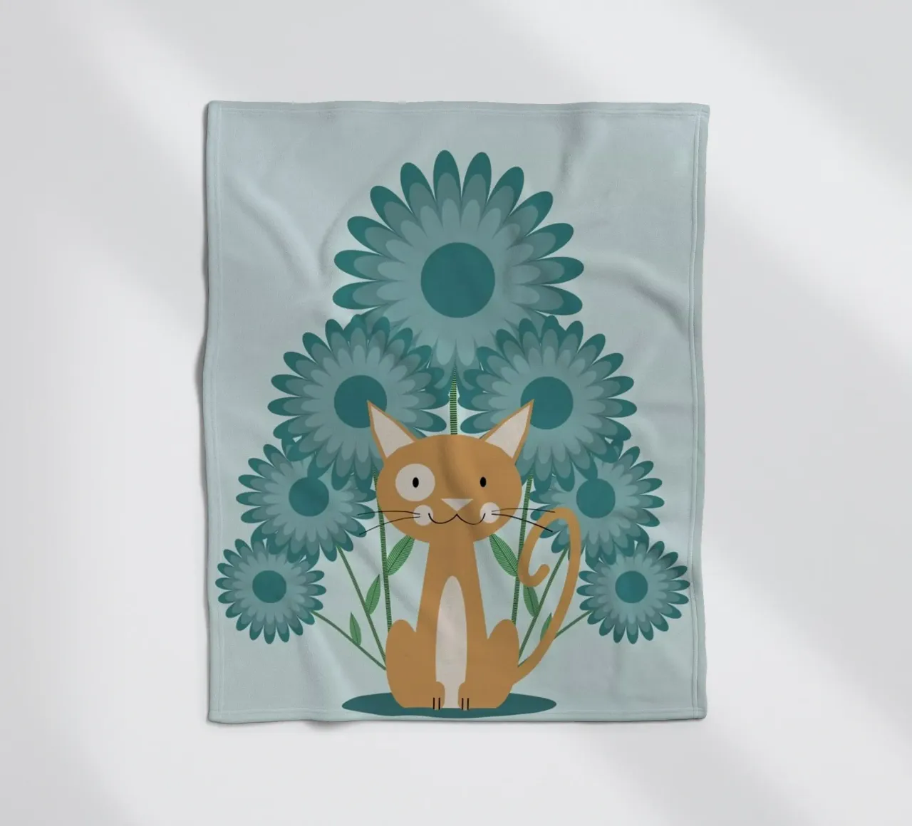 Cat In The Flowerfield coperta in pile da Karin Bijlsma