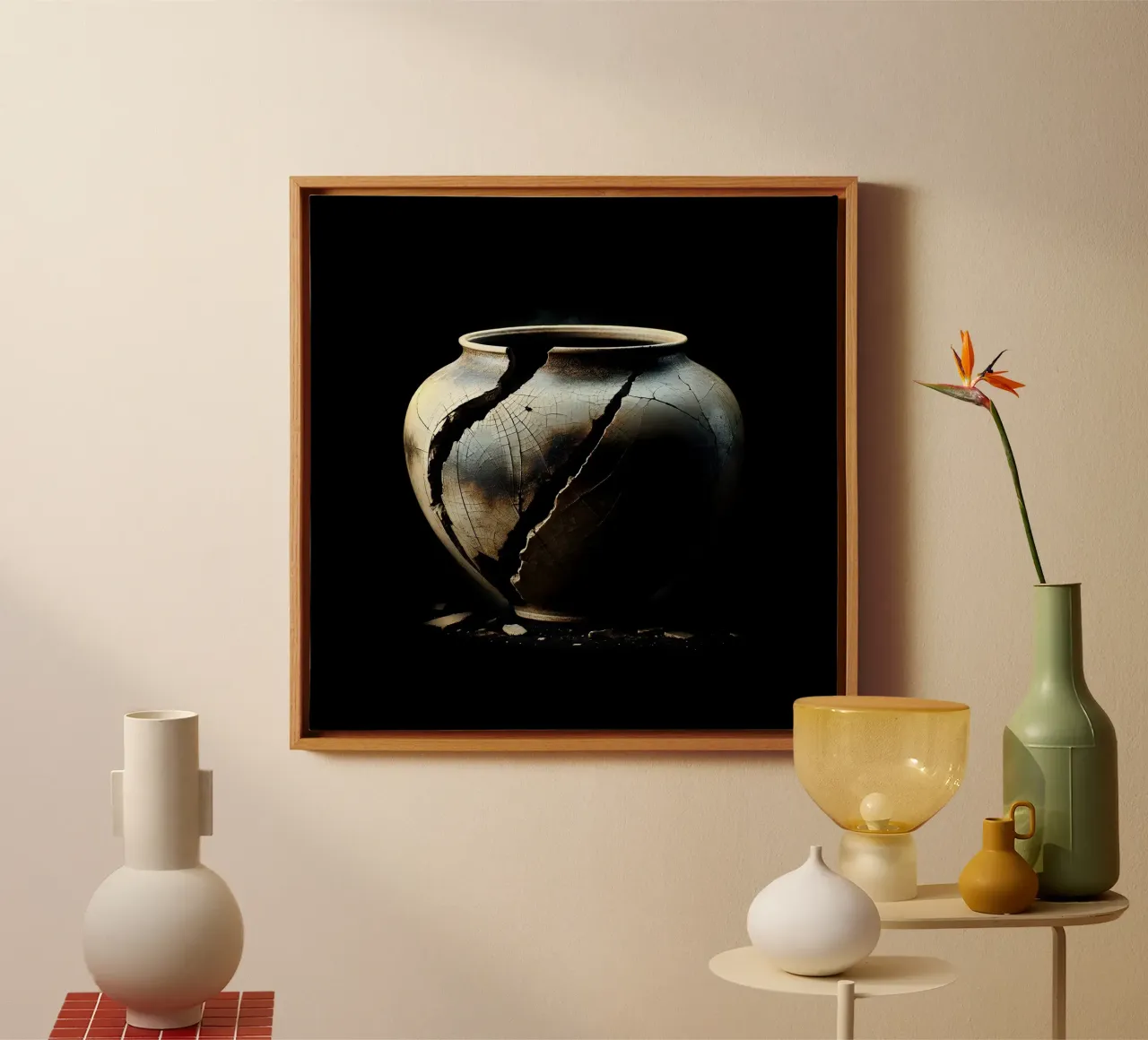 Broken vase - symbol of transience canvas with Floater frame by scHio
