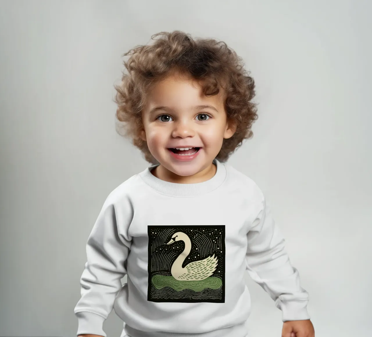 Cigno Verde 1 felpa neonato da Minimal Animal Art