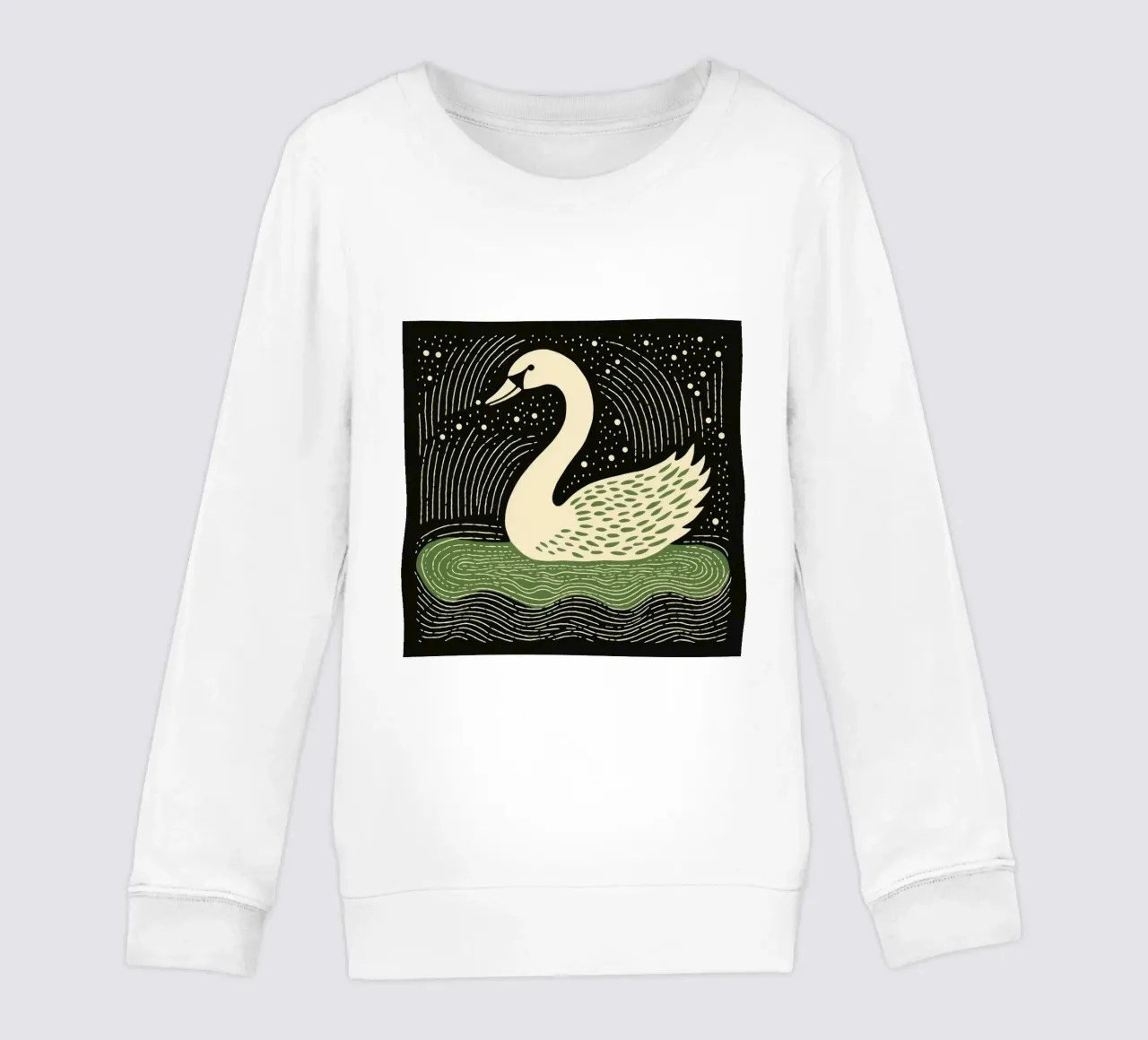 Cigno Verde 1 felpa bambino da Minimal Animal Art