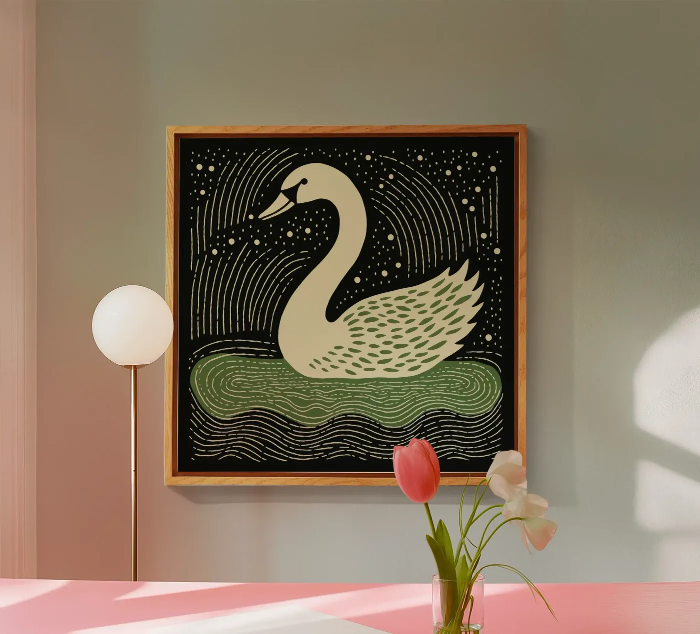 Grüner Schwan Acryl-Glas von Minimal Animal Art