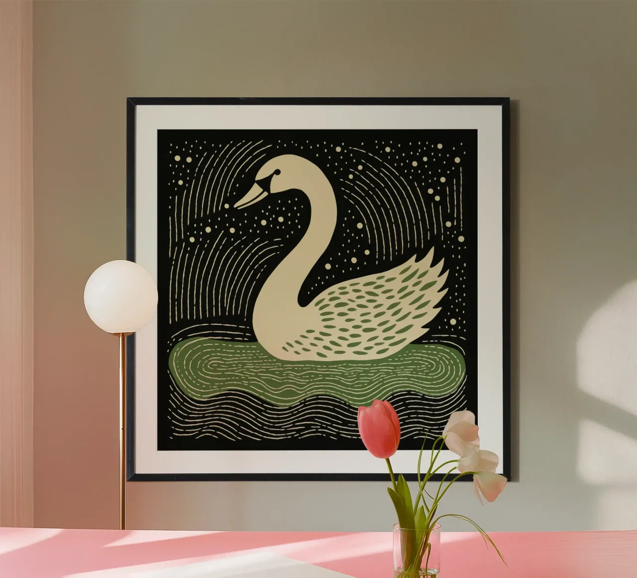 Cigno verde poster da Minimal Animal Art