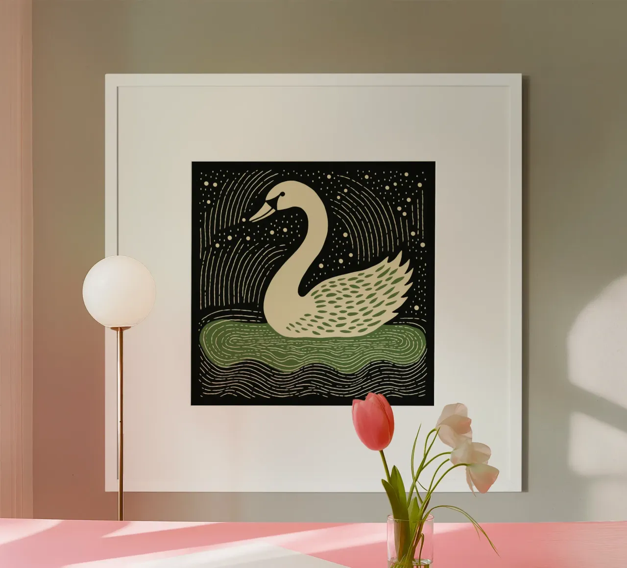 Cigno verde poster da Minimal Animal Art