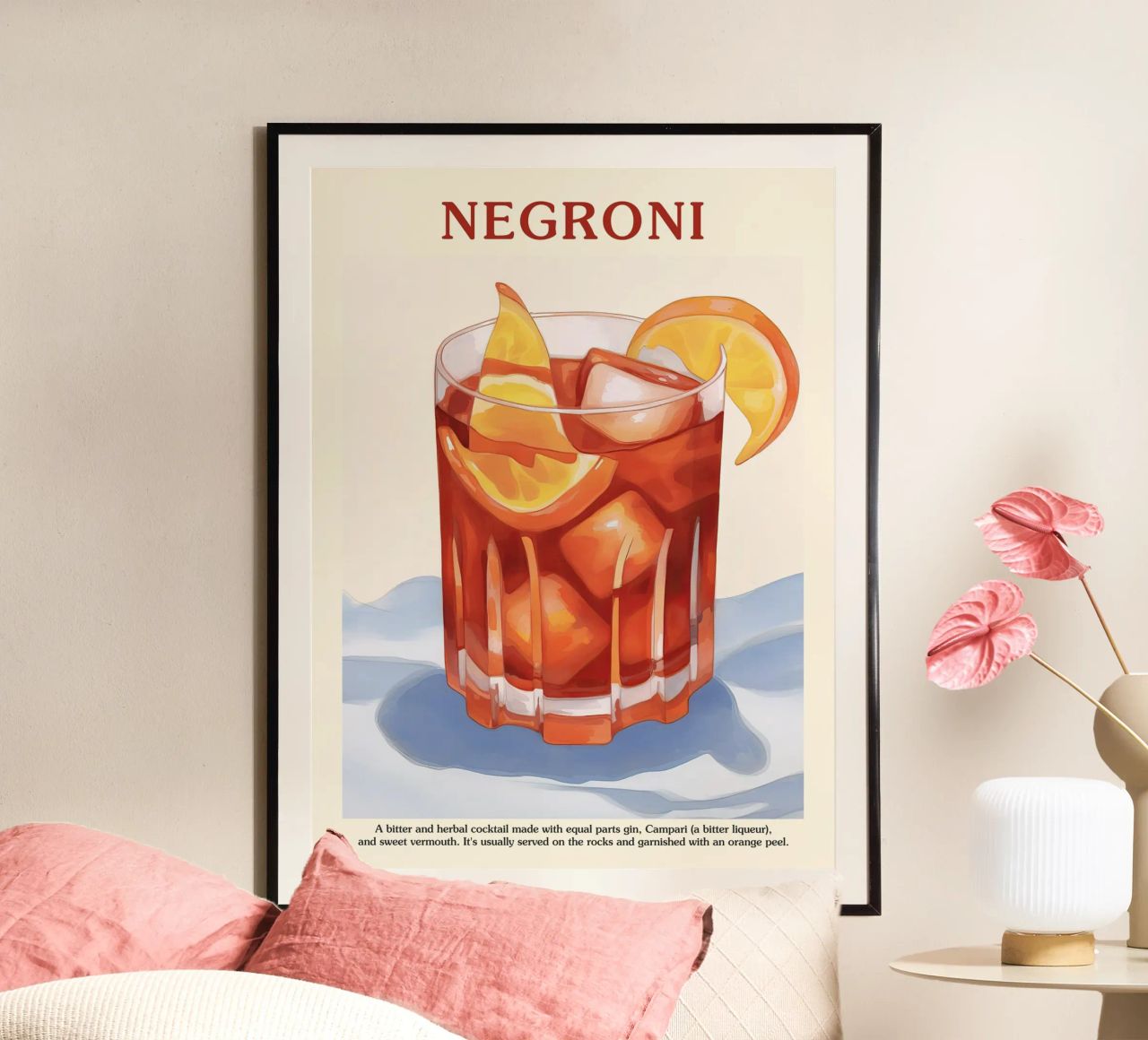 Negroni Cocktail Küche Kunst Poster von Peaches Art Prints