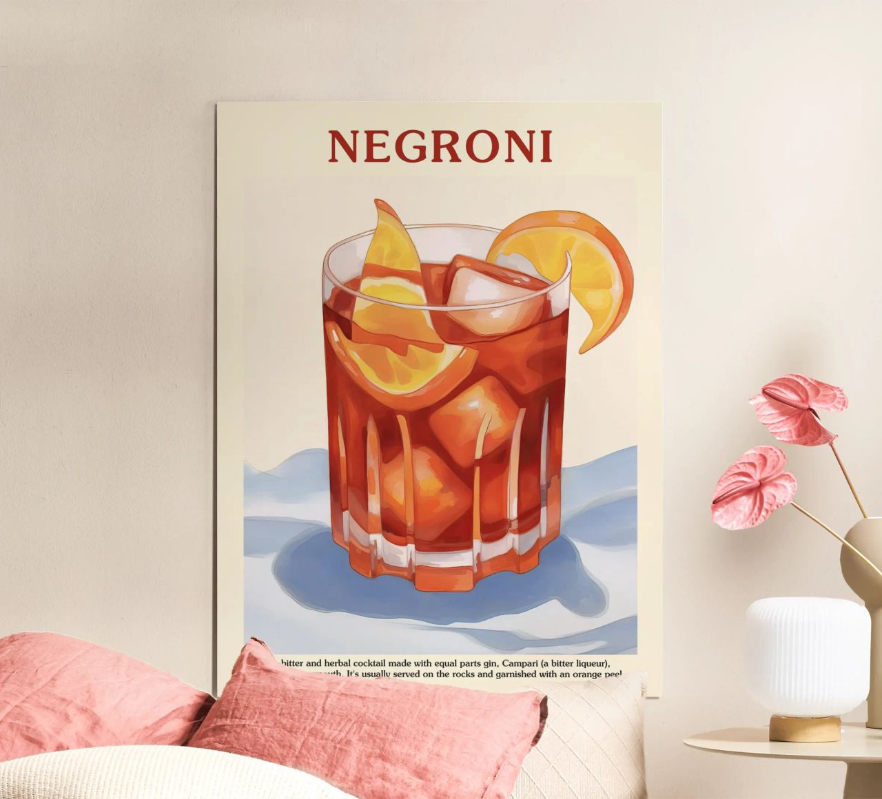 Negroni Cocktail Küche Kunst Poster von Peaches Art Prints