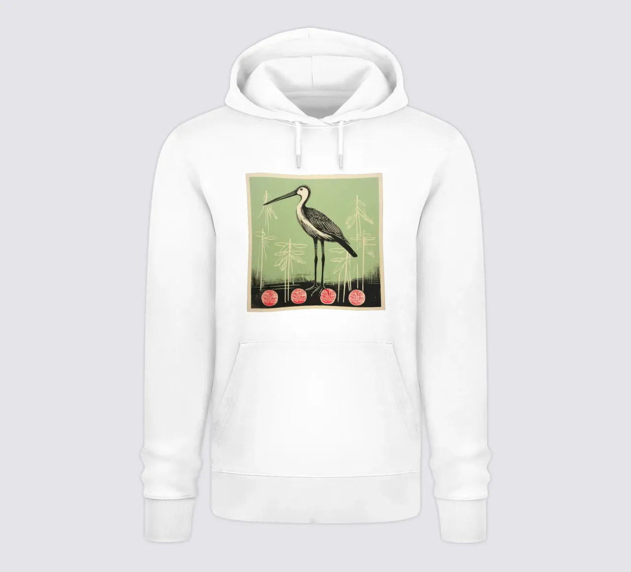Cicogna verde 3 felpa con cappuccio da Minimal Animal Art