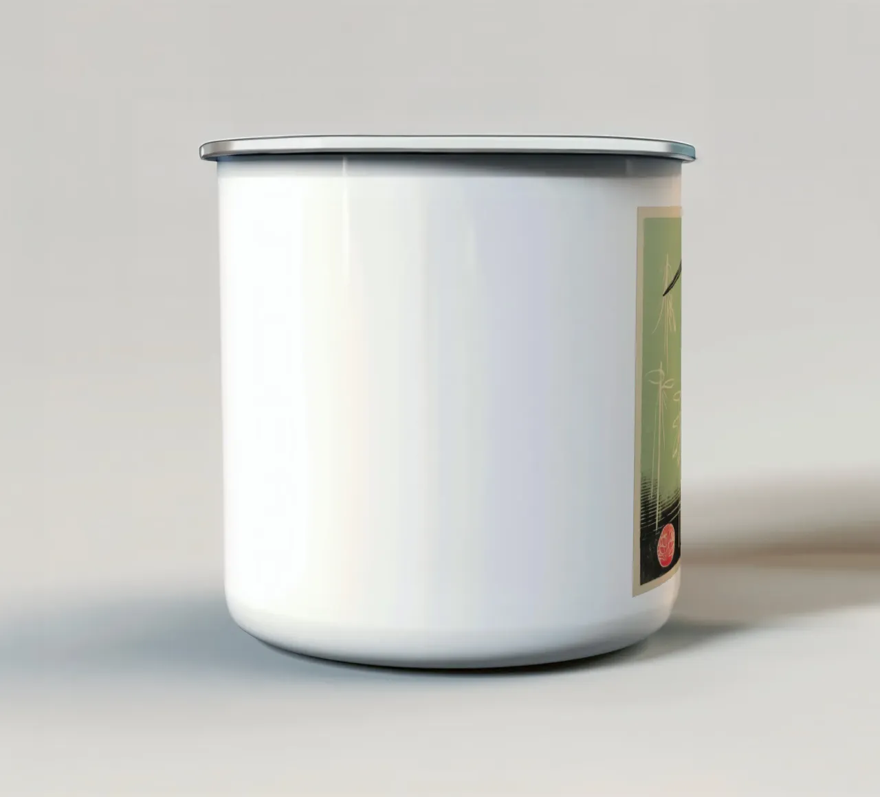 Cicogna verde 3 tazza in smalto da Minimal Animal Art