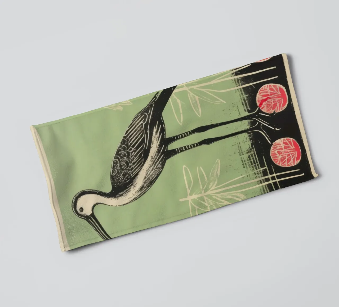 Cicogna verde 3 asciugamano da bagno da Minimal Animal Art
