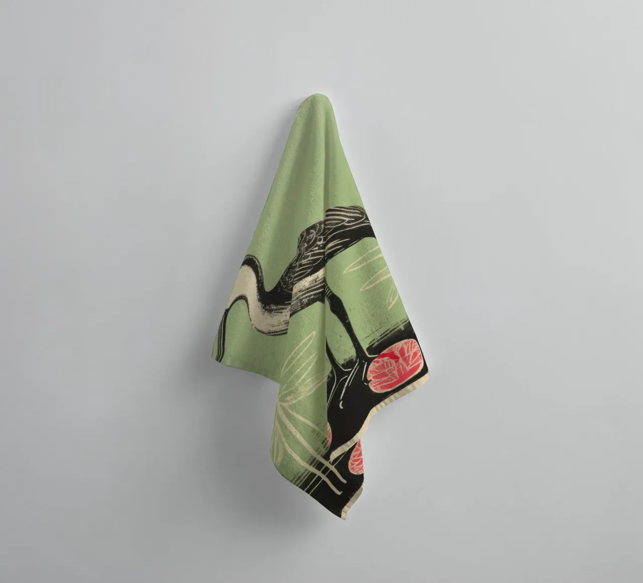 Cicogna verde 3 asciugamano da bagno da Minimal Animal Art