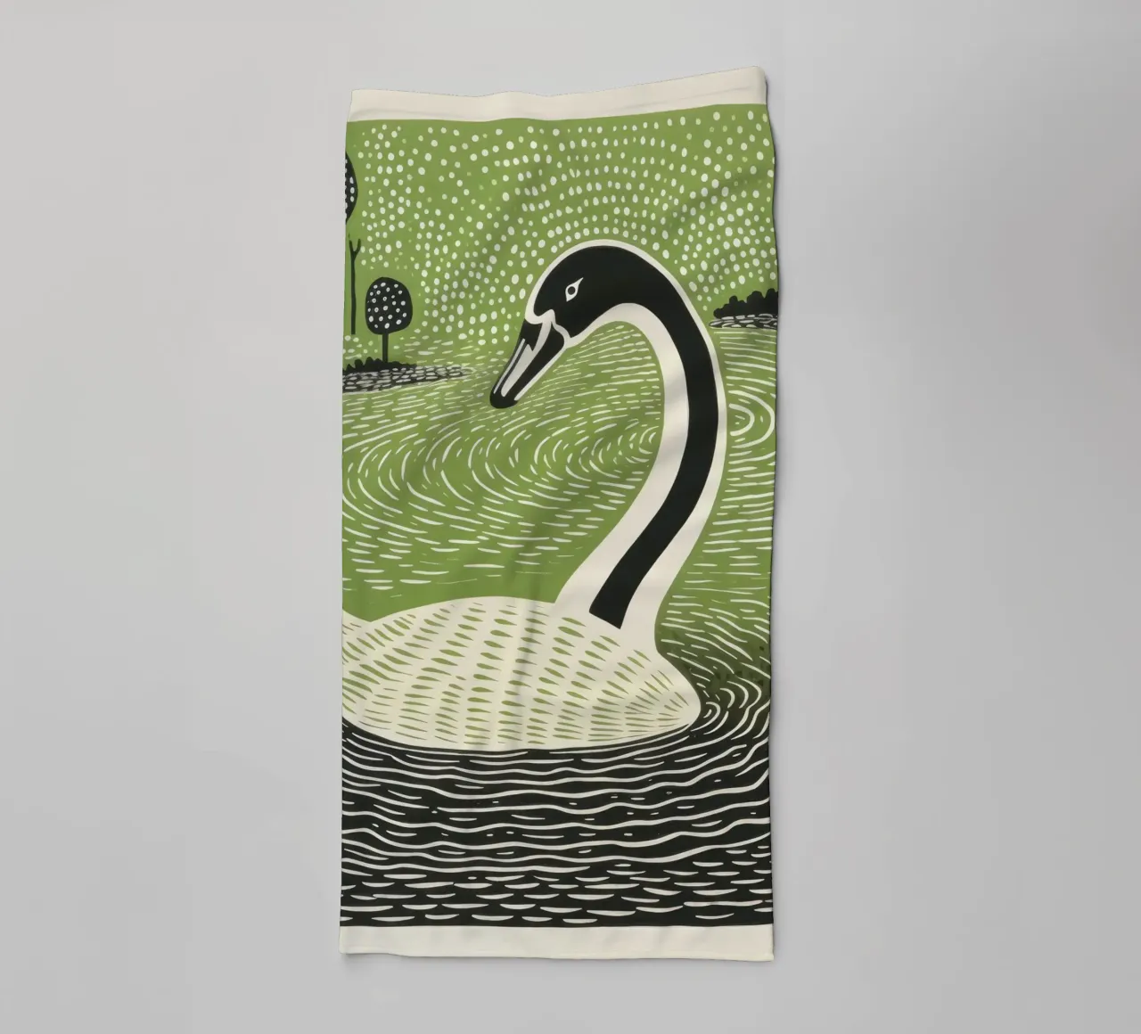 Green Swan 2 towel by Minimal Animal Art