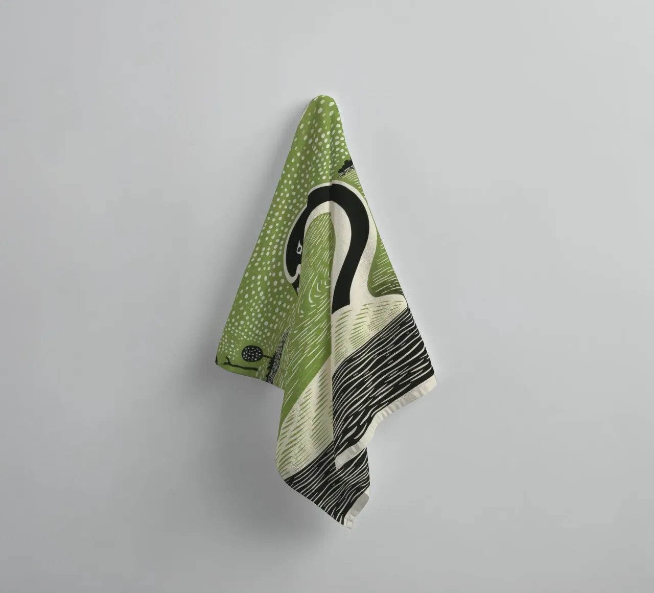 Green Swan 2 towel by Minimal Animal Art
