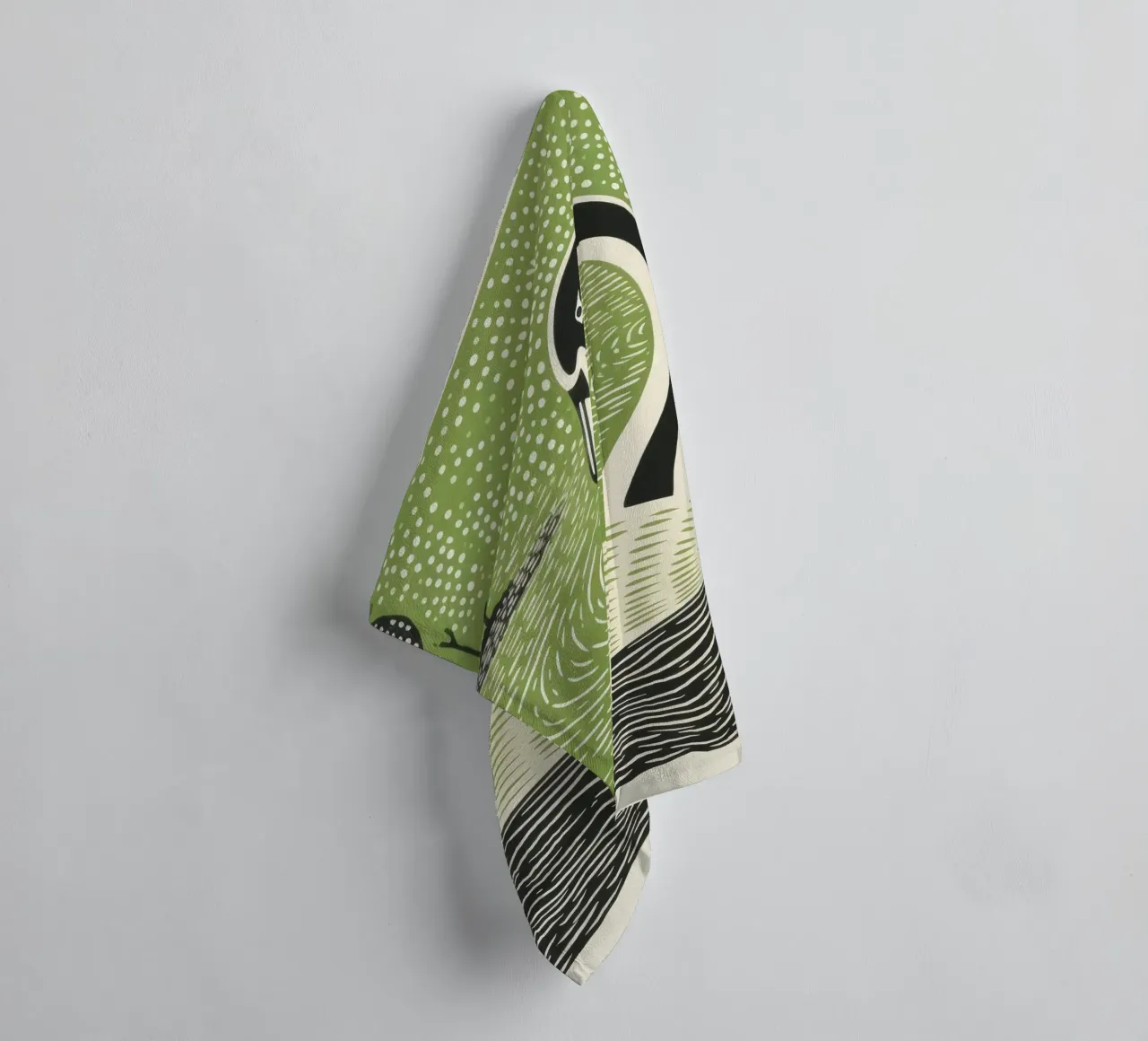 Green Swan 2 towel by Minimal Animal Art