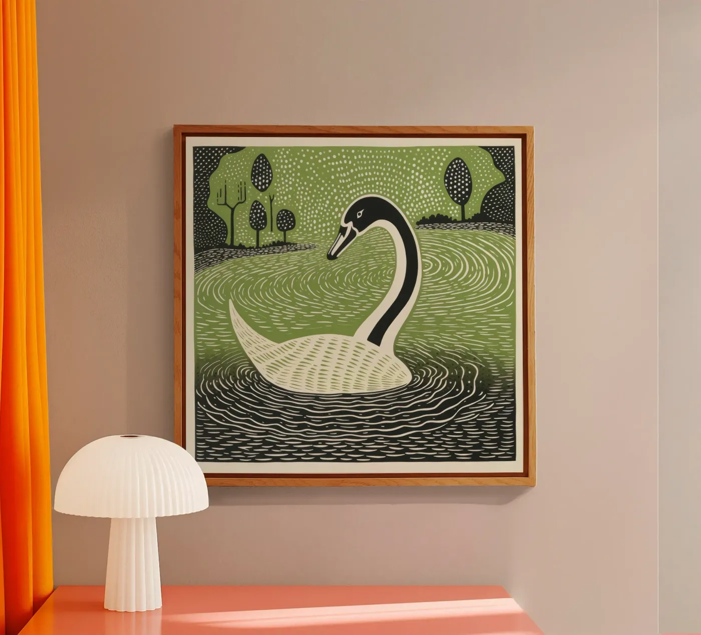 Green Swan acrylic glass by Minimal Animal Art