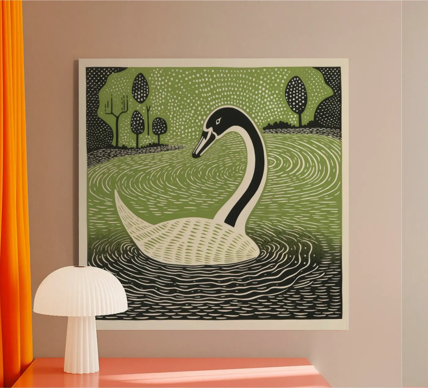 Green Swan acrylic glass by Minimal Animal Art