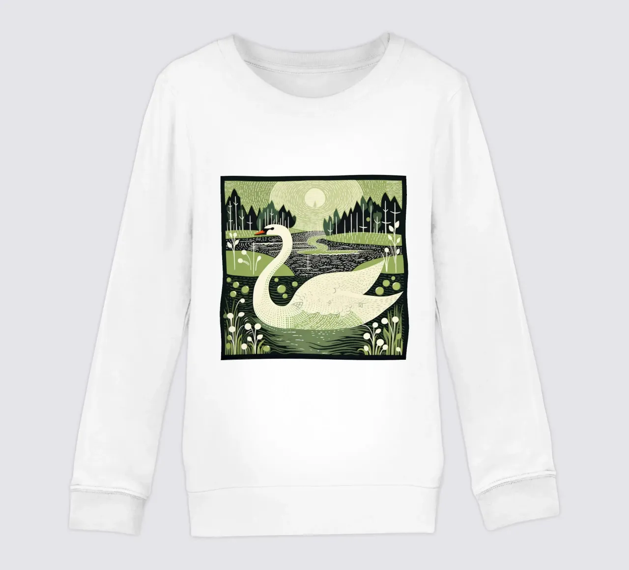 Cigno Verde 3 felpa bambino da Minimal Animal Art