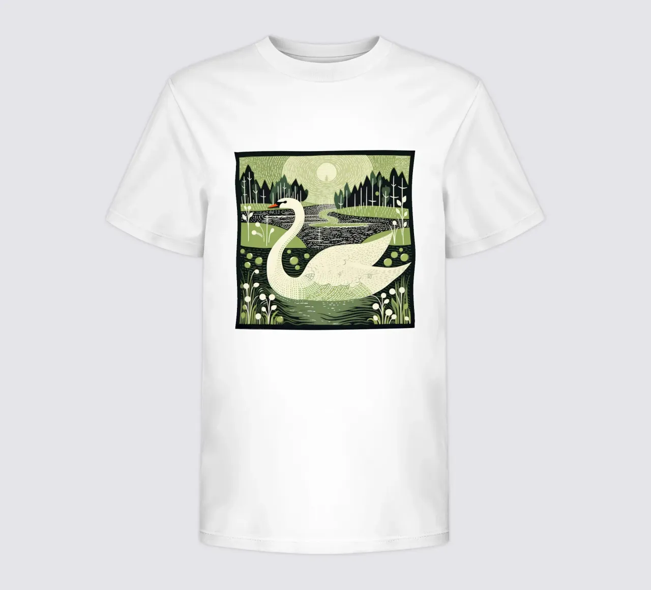 Cygne vert 3 t-shirt enfant de Minimal Animal Art