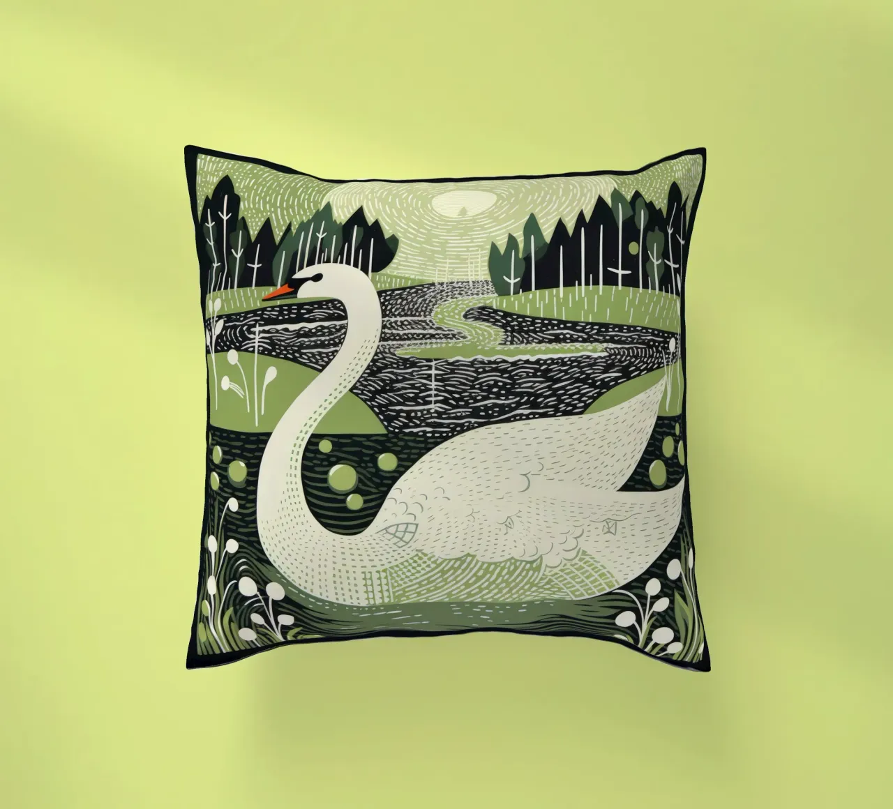 Cigno Verde 3 cuscino da Minimal Animal Art
