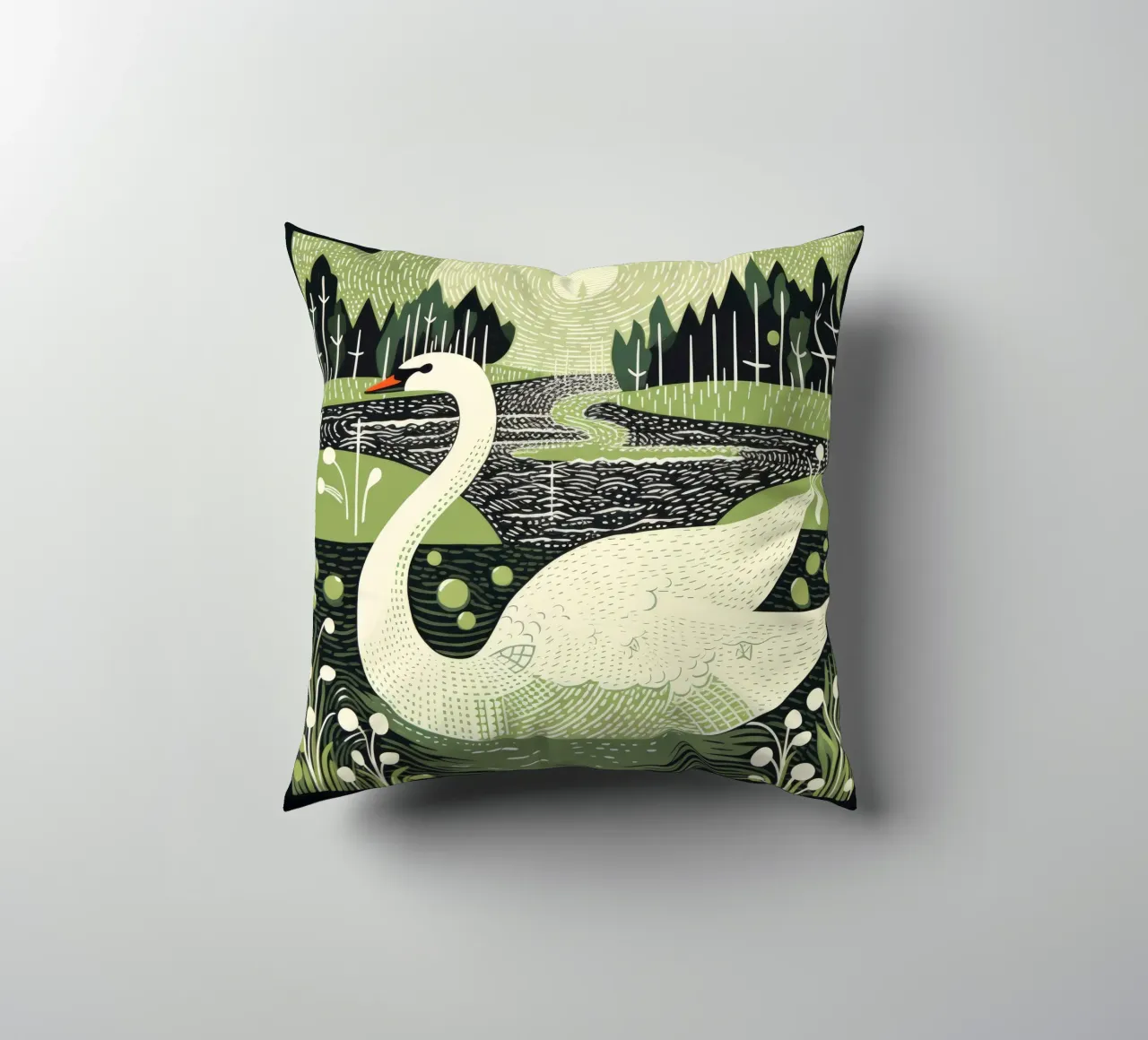 Cigno Verde 3 cuscino da Minimal Animal Art
