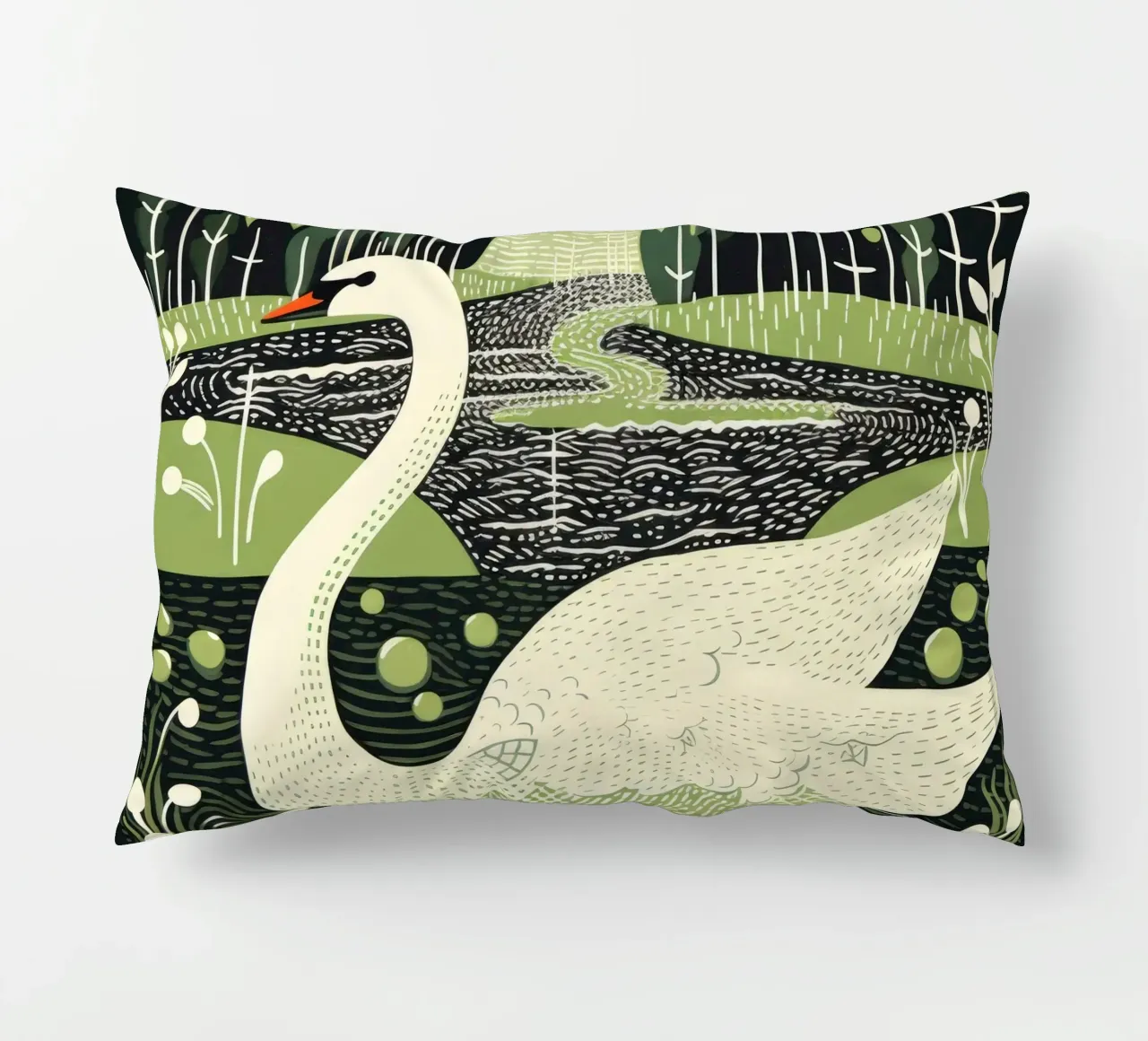 Cigno Verde 3 cuscino da Minimal Animal Art