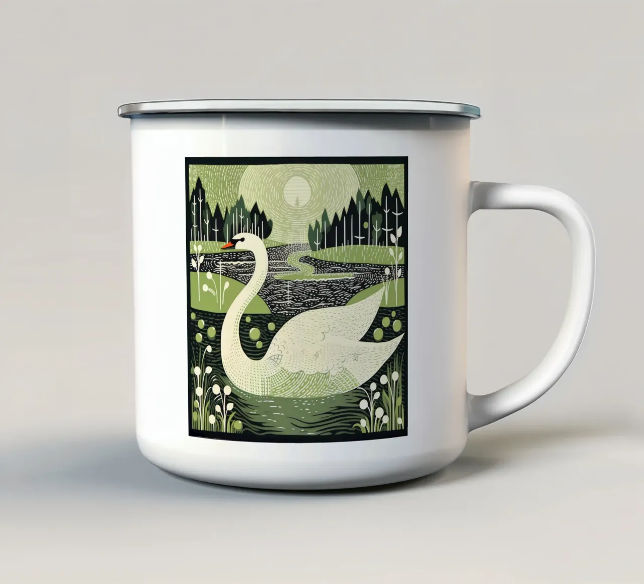 Cigno Verde 3 tazza in smalto da Minimal Animal Art