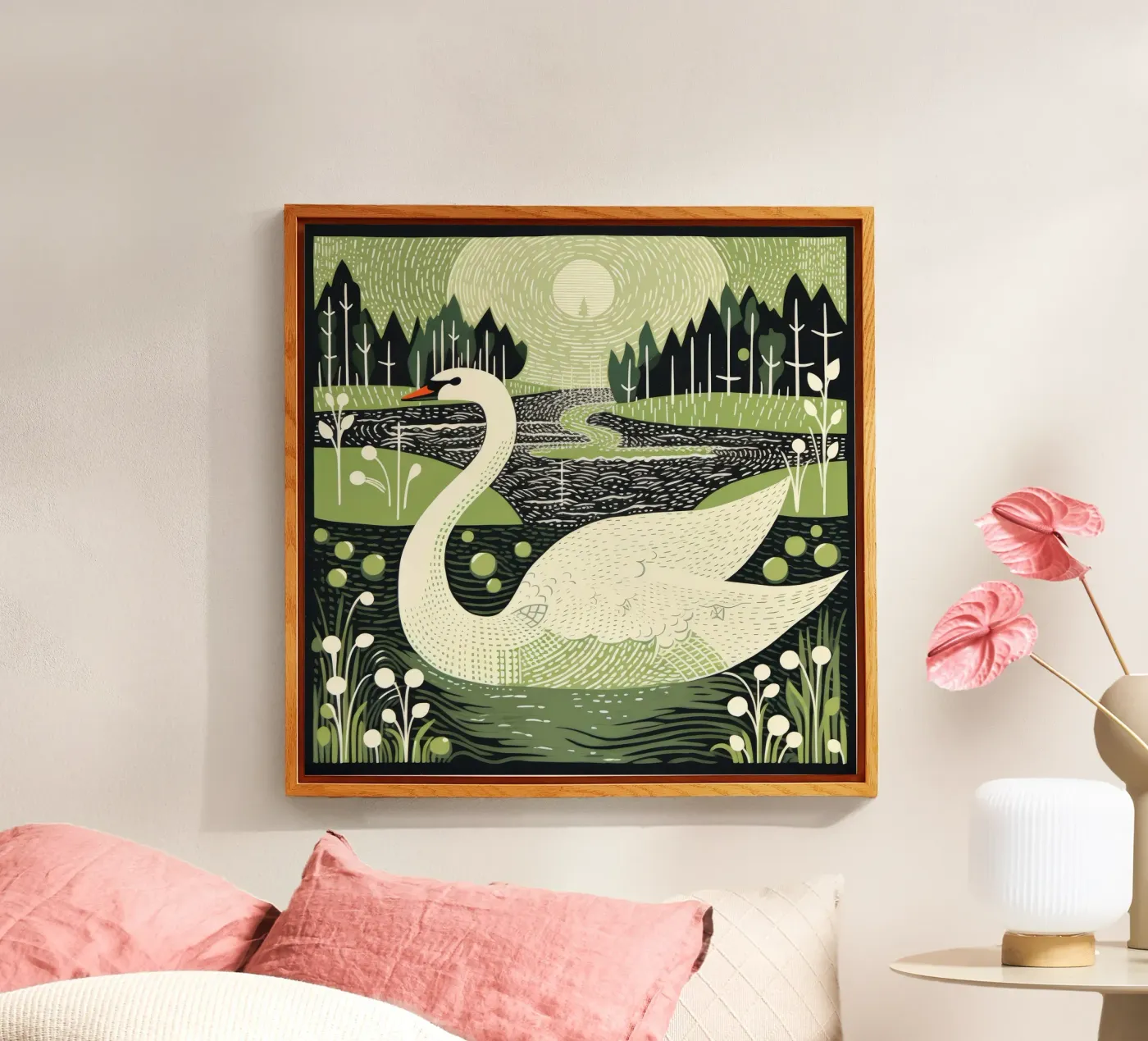 Grüner Schwan Acryl-Glas von Minimal Animal Art