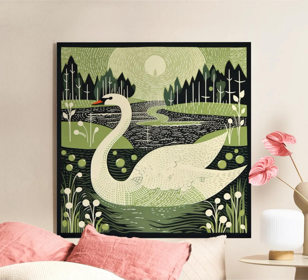 Cigno verde plexiglass da Minimal Animal Art