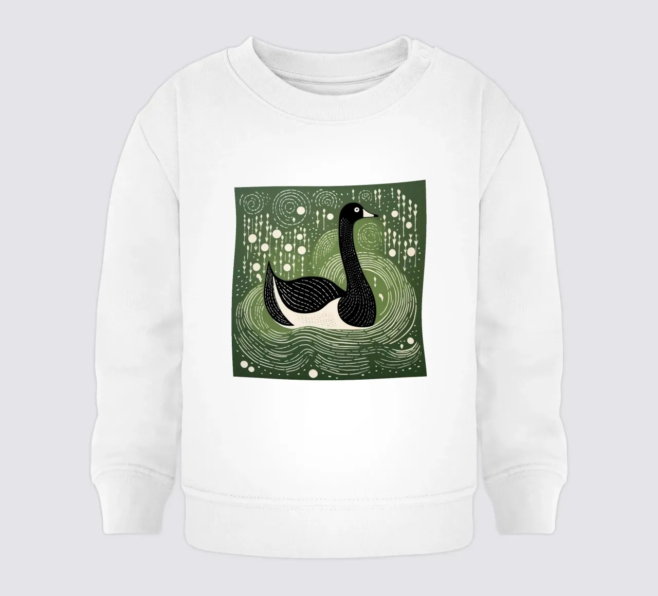 Cigno Verde 4 felpa neonato da Minimal Animal Art
