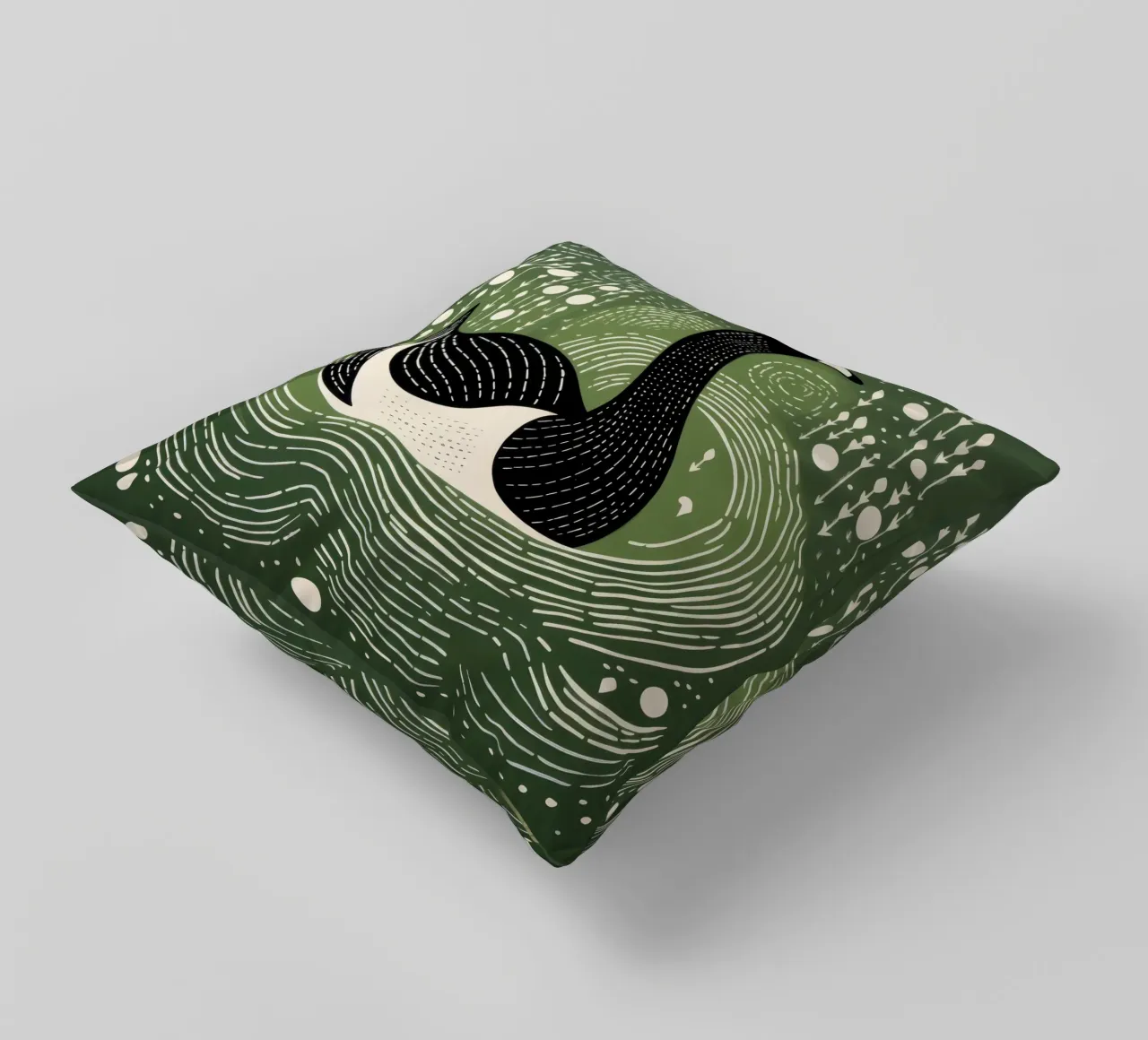 Cygne vert 4 coussin de Minimal Animal Art