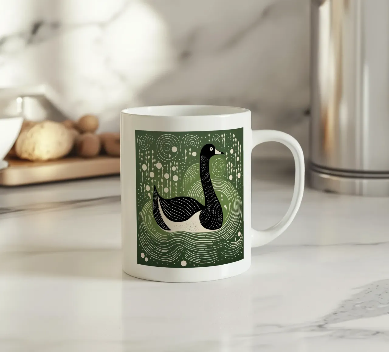 Cigno Verde 4 tazza in ceramica da Minimal Animal Art