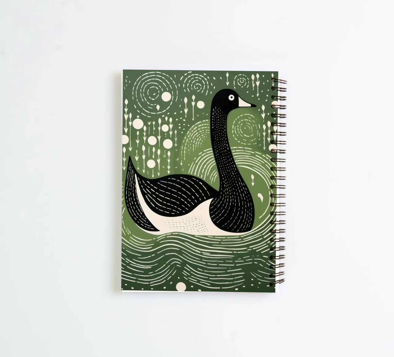 Green Swan 4 spiral notebook by Minimal Animal Art