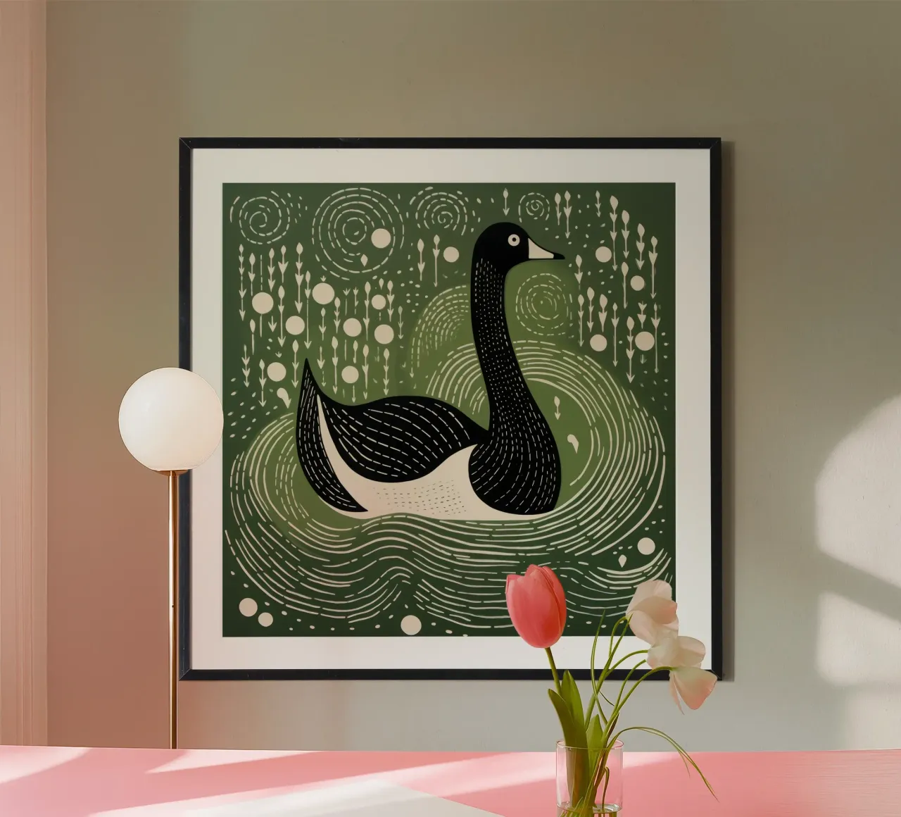 Cigno verde poster da Minimal Animal Art