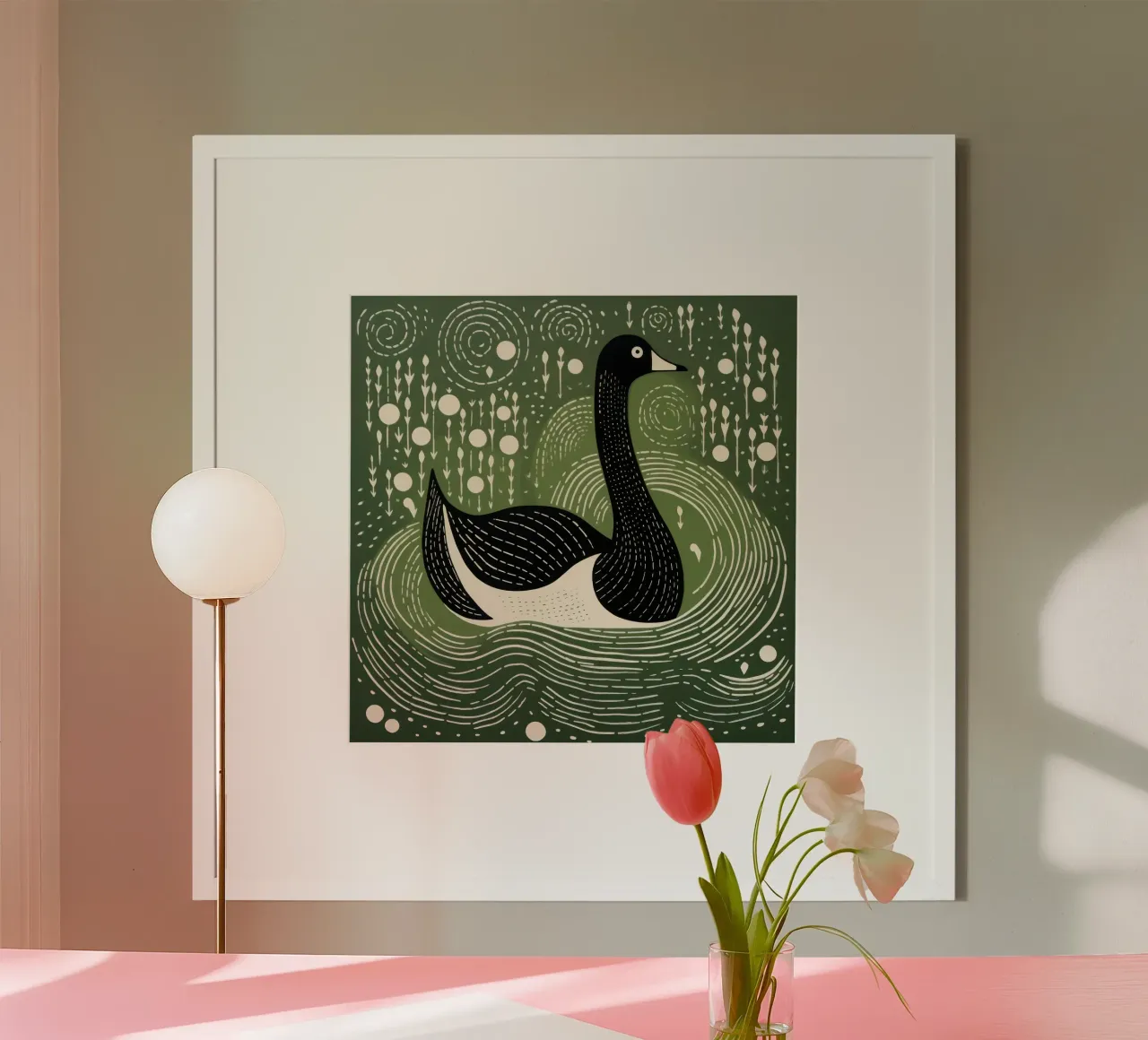 Cigno verde poster da Minimal Animal Art