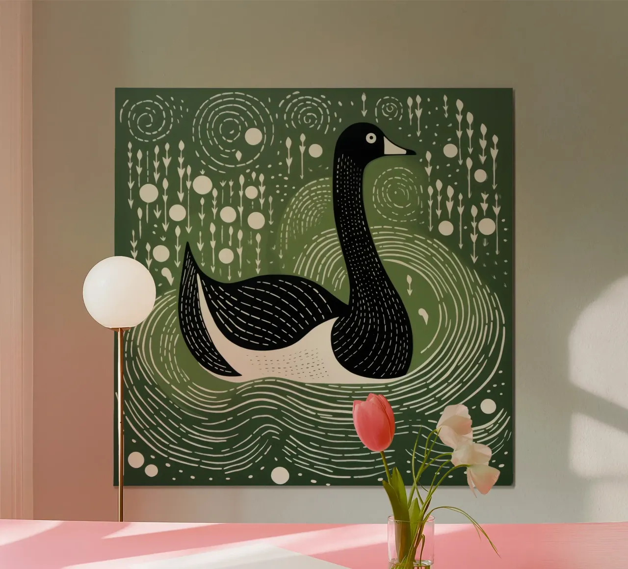 Cigno verde poster da Minimal Animal Art