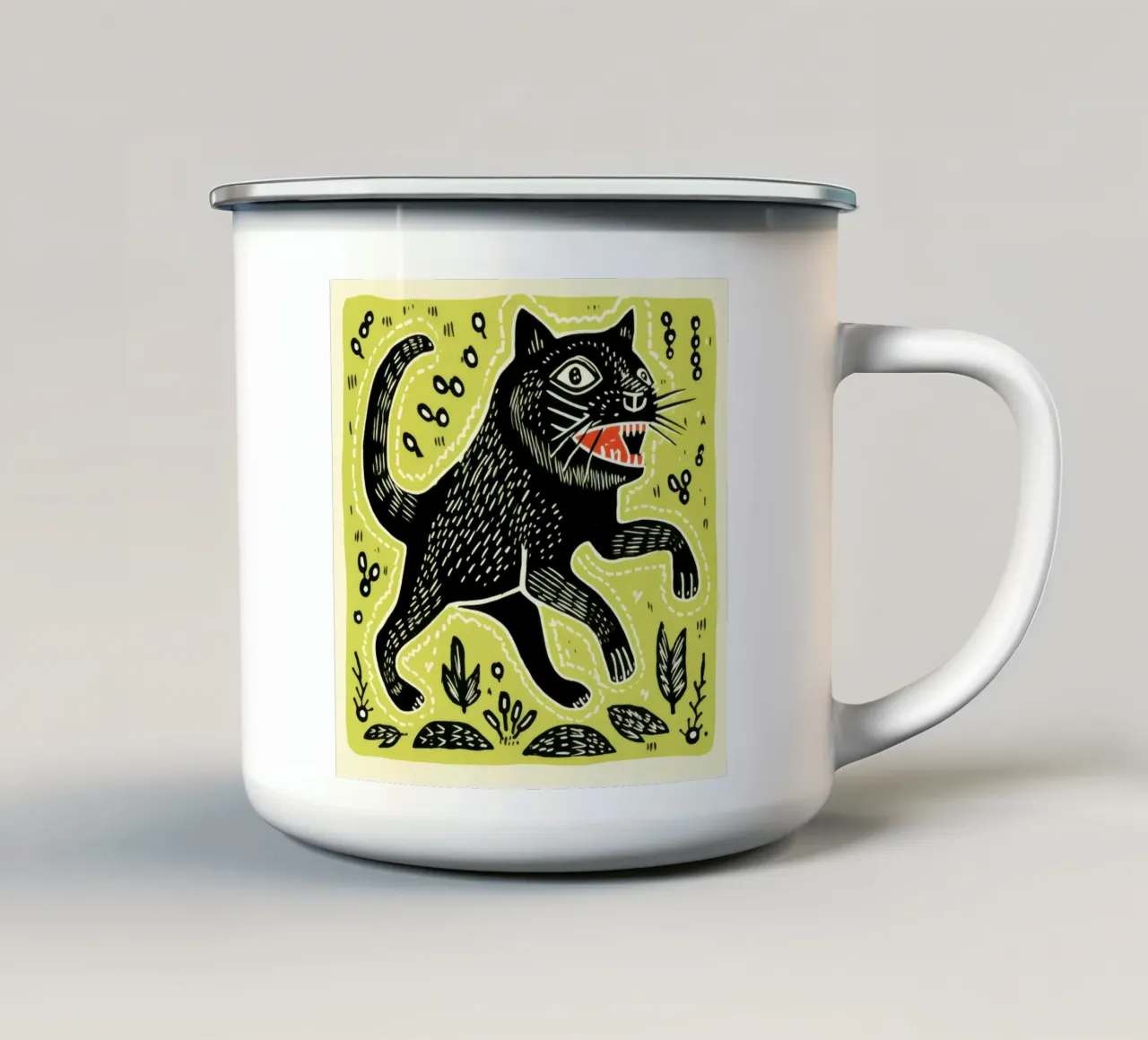 Diavolo della Tasmania verde 1 tazza in smalto da Minimal Animal Art