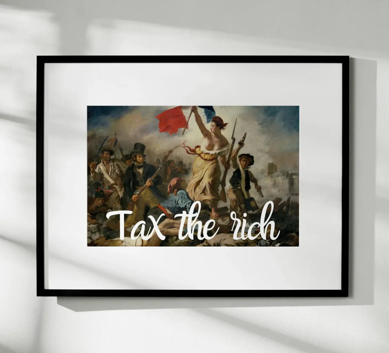 Tassare i ricchi - divertente citazione d'arte classica poster con telaio in plastica da Happy Mind Art